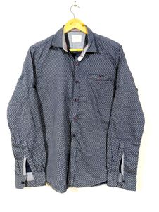 Mavie Navy Blue Printed Shirt (Men)