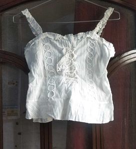 URBANIC White Lace Trim Cami Top