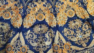 Blue &amp; Gold Embroidered Lehenga