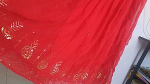 Elegant Red Ethnic flared one piece