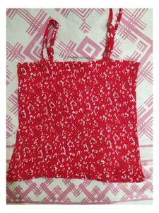 Red Floral Smocked Tank Top