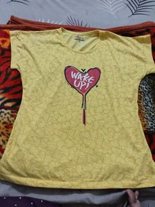 Yellow 'Wake Up!' Graphic Tee