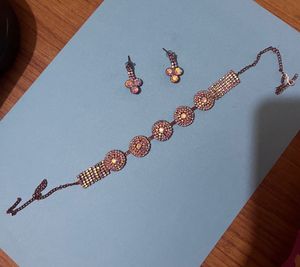 Sparkling Rose Gold-Toned Bracelet and Earring Set