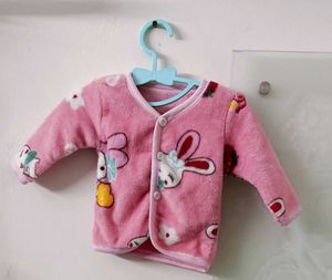 Cute Pink Printed Baby 3 peice set