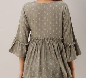 Ruffled Top with Bell Sleeves