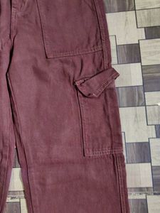 Brown Maroon Coffee Colour Cargo Jeans