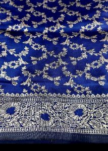 Silver Zari Work Saree With Blouse