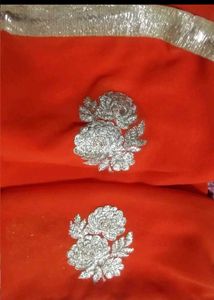orange saree georgette