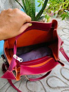 Red Leather Tote Bag
