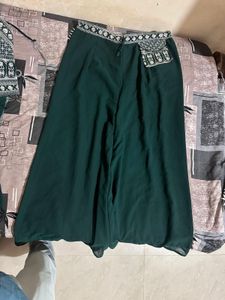 Embroidered Green Crop top Plazo and dupatta set