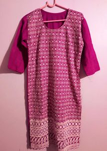 Pink Embroidered Kurta