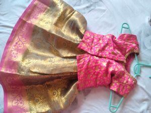 Pavdai Baby Lengha Semi Kanjeevram Pattu