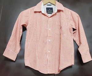 Light Coral Check Print Shirt For 4- 5 Year Boy