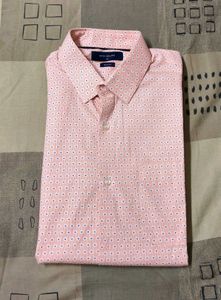 Peter England Men Peach Printed Cotton Mix Shirt