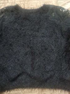 Black Fuzzy Lace Sweater