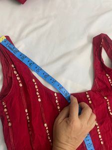 Red Embellished Kurta