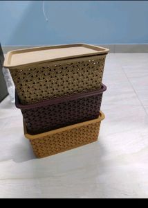 Pack Of 3 Multipurpose Storage Basket With Lid..