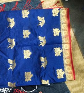 Blue & Gold Bird Motif Saree