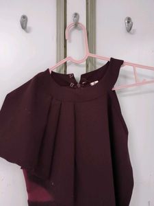 Burgundy One-Shoulder Dress