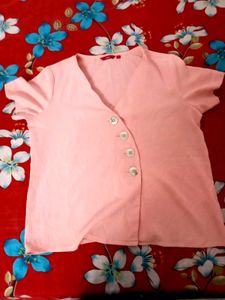 Peach Button-Down Top