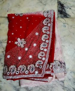Red and creame Saree with heavy work ✨😍 #Saree