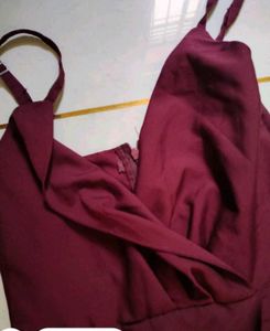 Burgundy V-Neck Maxi Dress