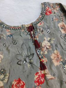 FLORAL MIRROR WORK KURTA SET