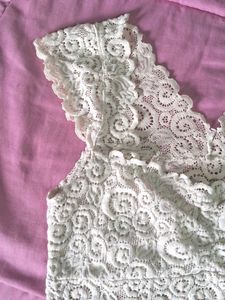 Off White Full Lace Cropped Top