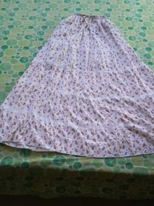 White Orange Floral Skirt