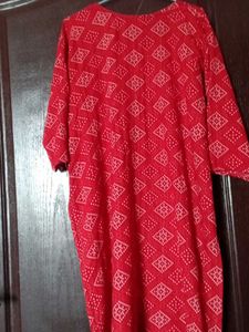 Red Cotton  Kurta