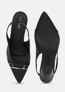 Black Slingback Block Heels