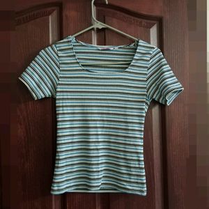 GINGER Blue Stripes Crop Top