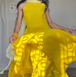 Yellow Maxi Dress with Scarf