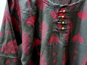Mehndi Grey &amp; Pink Kurta