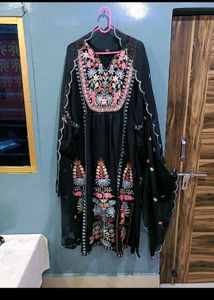 Embroidered Black Tunic Dress