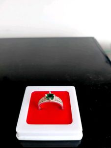 Green Diamond Ring Pure Silver