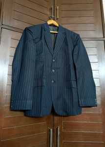 Men Blue Striped Blazer