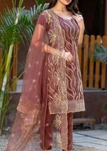 Elegant Maroon Embroidered Salwar Suit