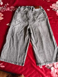 girls wide leg torn slit jeans