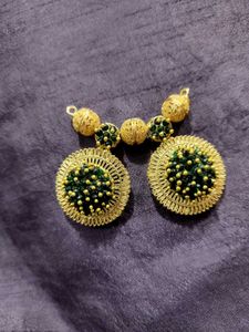 Bottle Green Crystal With Gold-tone Pendant