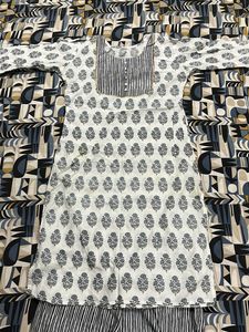 Kurti Set White Obsylic Design