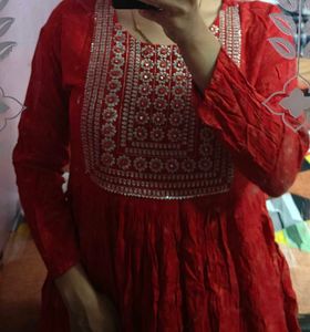 Red And Golden Work Tunic ❤️