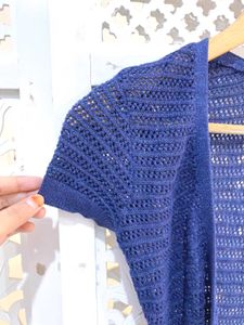 Blue Knit Wrap Top B