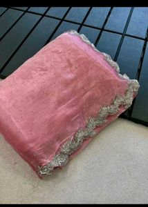 Jimmy Choo Fabric Pink Saree With Blouse Piece