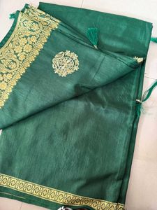 Green &amp; Gold Embroidered Saree