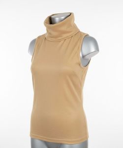 Tan Sleeveless Turtleneck Top