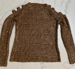 Sparkly Cold Shoulder Sweater