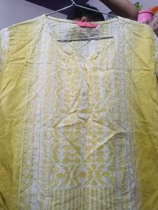 Yellow Printed Kurti