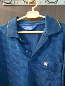 Blue Patterned Polo Shirt