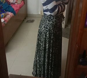 (Black N White) Cheetah Print Long Skirt